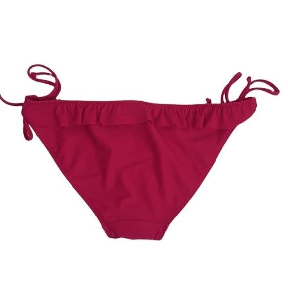Hollister Ruffle Trim String Bikini Bottoms - Raspberry Pink, Size Small Juniors - Picture 2 of 4